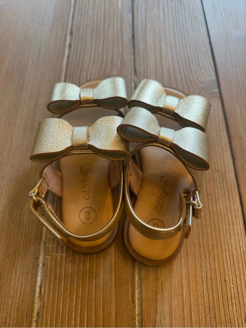 Cat & Jack Metallic Gold Bow Slingback Sandals